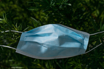 Used Corona Virus mask outdoors