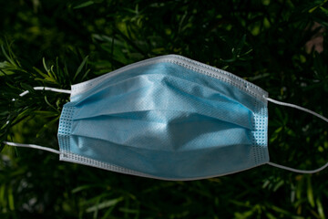 Used Corona Virus mask outdoors