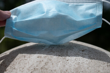 Used Corona Virus mask outdoors