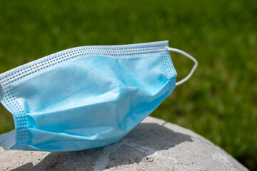 Used Corona Virus mask outdoors
