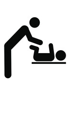 Changing station restroom sign vectors icon Man changing diaper silhouette 
