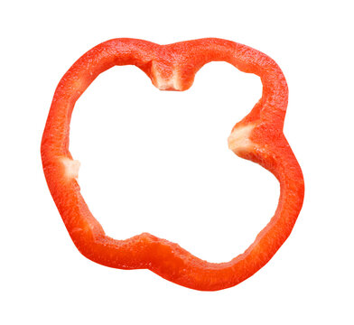 Fresh red pepper slice isolated on white