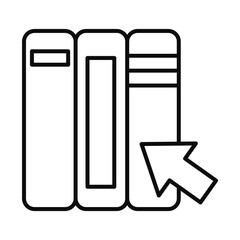 education online concept, books with arrow cursor icon, line style