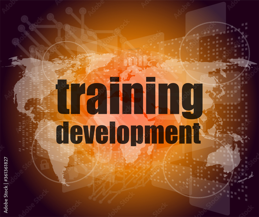 Poster education and learn concept: training development on digital screen