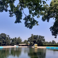 Calm waters of the lake with reflections