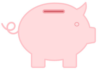 Pink ring-tailed piggy bank shows pocket money, european savings, regular income, poverty and financial wealth in times of crisis as well as investment banking for the future in the european market