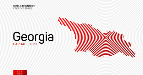 Abstract map of Georgia with red circle lines