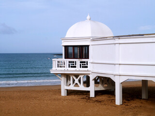 Spa on the beach of La Caleta in Cadiz, Andalusia. Spain. Europe.
