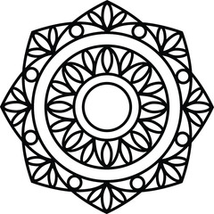 Vector outline graphic mandala illustration. Round mandala ornament