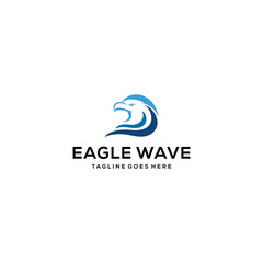 Creative luxury Modern Eagle with wave sea Logo Vector icon template