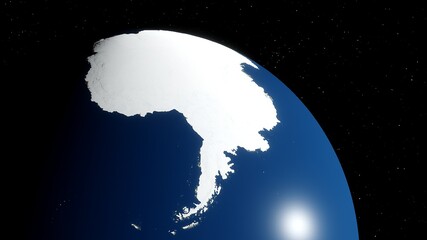 South Pole from space 3d render © Aleksandr