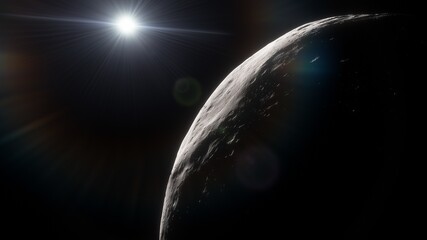 Universe filled with stars. Cosmic landscape, beautiful science fiction wallpaper with endless deep space. 3D render
