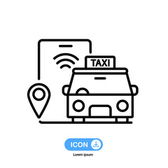 smart taxi line icon vector isolated on white background.