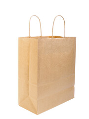 Plain paper bag with handles on a white background.