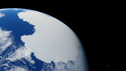 South Pole from space 3d render © Aleksandr
