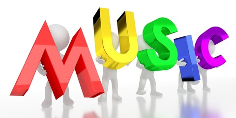 Music - colorful letters - 3D illustration