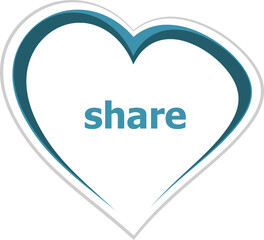 Text Share. Web design concept . Love heart icon button for web services and apps