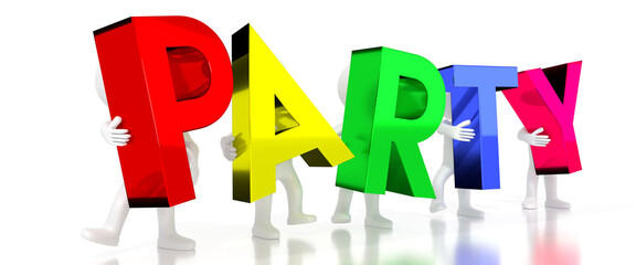 Party - colorful letters - 3D illustration