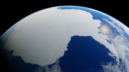 South Pole from space 3d render © Aleksandr