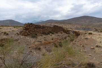 old stone wall in the field