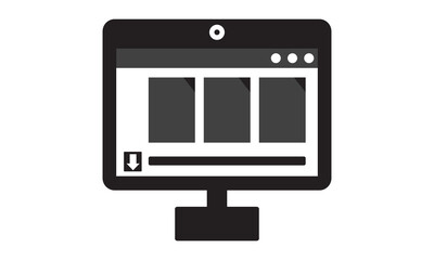 Web page downloading system icon. vector graphics