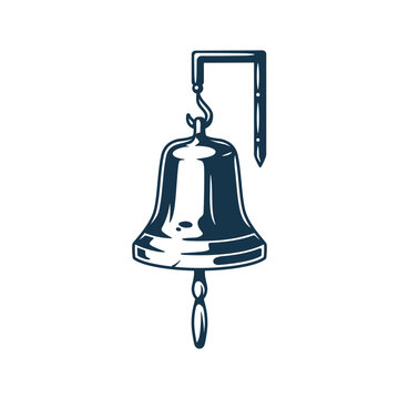 Marine nautical ship bell in vintage style