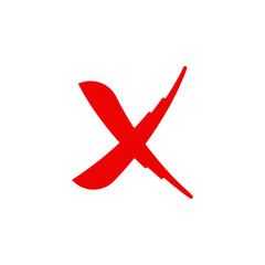 Red cross sign vector design. rejection symbol.