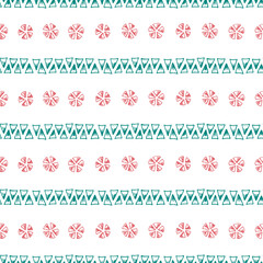 Abstract Seamless Pattern with hand drawn doodle triangles. Abstract flowers and stripes
