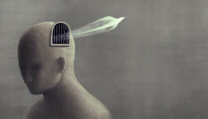 Freedom of expression concept. surreal painting  artwork , imagination art © Jorm Sangsorn