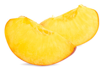 sliced peach fruit isolated on white background