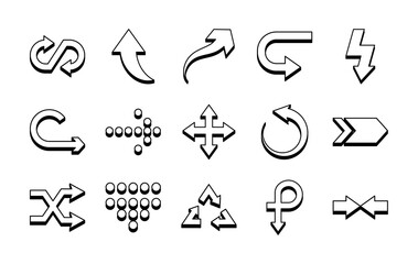 lighting arrow and arrows icon set, line style