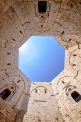 Castel del Monte is a 13th-century citadel and castle situated on a hill in Andria in the Apulia region of southeast Italy.  The site is protected as a World Heritage Site by Unesco.