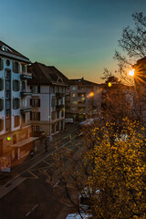 Sunset in the city of Lausanne