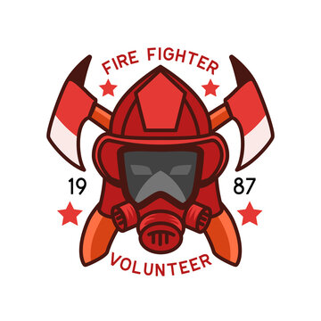 firefighter logo isolated on white background. vector illustration