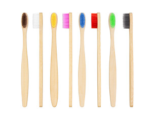 Wooden toothbrushes isolated on a white background