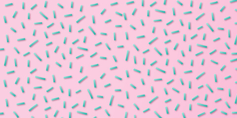 Fototapeta na wymiar Minimal pink and aqua papercut style background or banner - sprinkles abstract
