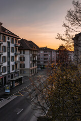 Beautiful sunset in the city of Lausanne