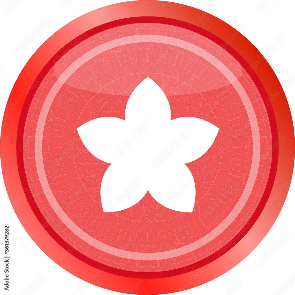 Poster flower on web icon, web button isolated on white background
