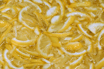 Lemon jam. Citrus dessert. Healthy food. Homemade sweet preserve.