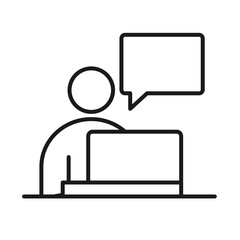 businessman laptop working business management developing successful line style icon