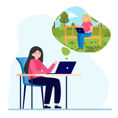 Female friends chatting via laptop computer. Online, chat, distance flat vector illustration. Communication and digital technology concept for banner, website design or landing web page