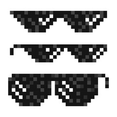 Thug life meme pixel glasses icon. Sunglasses hip hop joke icon prank thug life. Vector illustration.