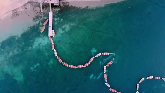 Drone Aerial Flying Over A Scenic Lago Di Braies In Dolomites