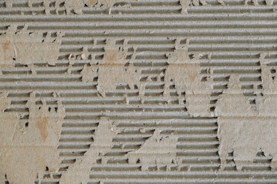 Ragged corrugated cardboard surface texture background. Top view. Copy, empty space for text