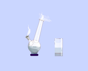 Bong semi flat RGB color vector illustration. Light drugs addiction, marijuana smoking, vapor inhaling. Filtration device for smoking herbal substances isolated cartoon object on blue background