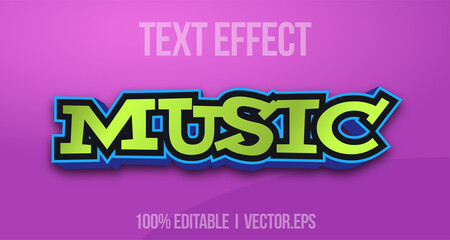 Editable text effect - casual music 3d bold game logo style