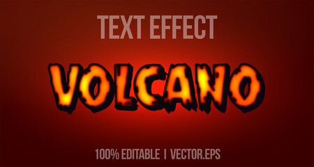 Editable text effect - valcano 3d bold game logo style