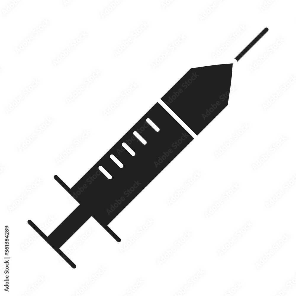 Poster vaccination syringe healthcare medical and hospital pictogram silhouette style icon