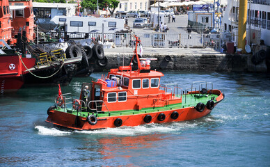 Çanakkale, Turkey - June 24, 2011 – sea tug in the Dardanelles…