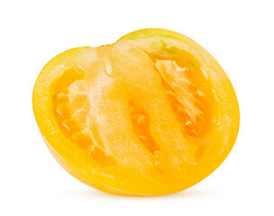 Fresh yellow tomato cut in half